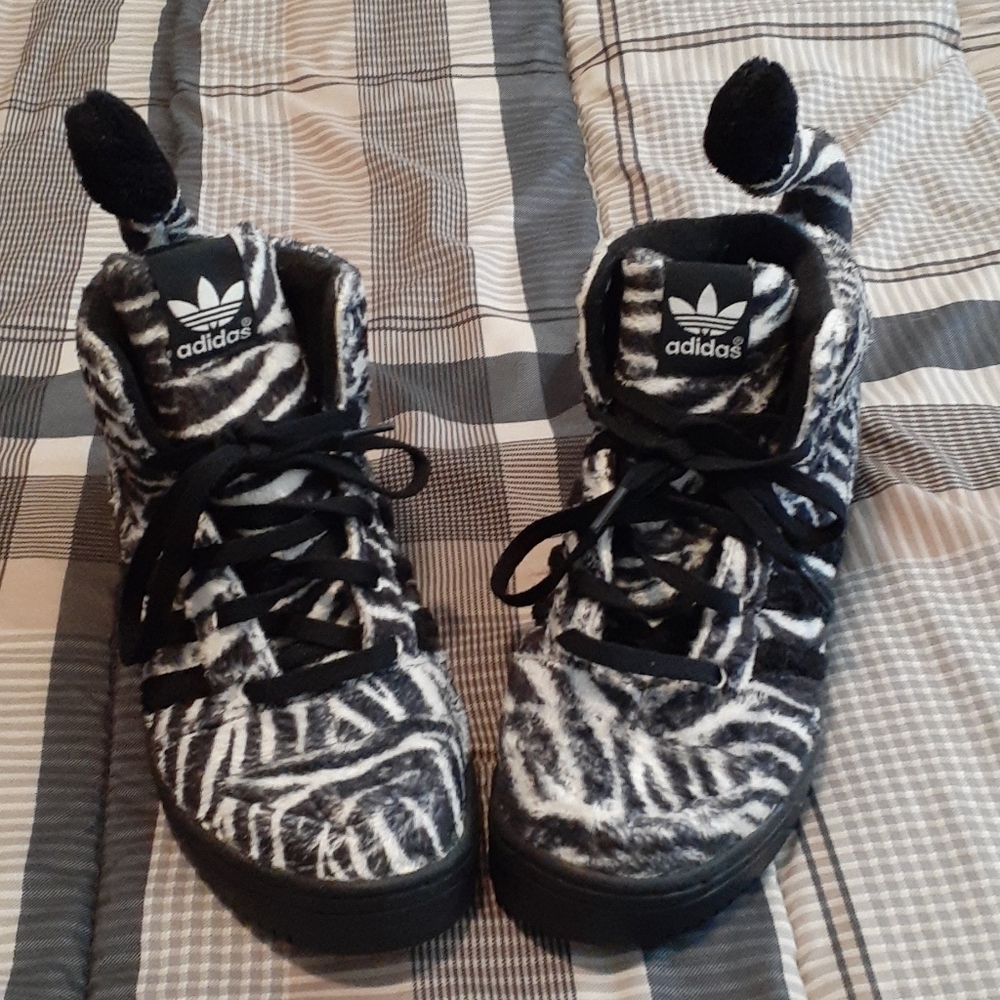 Adidas Js zebra print by Jeremy Scott
